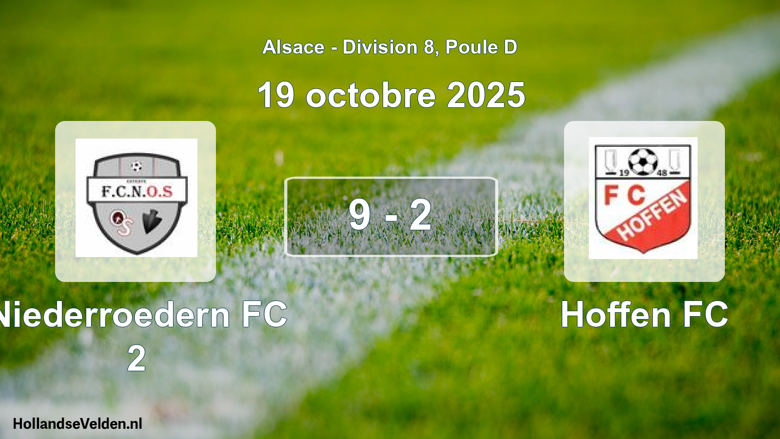 Match joué: Niederroedern FC 2 - Hoffen FC 9 - 2 (19 octobre 2025)