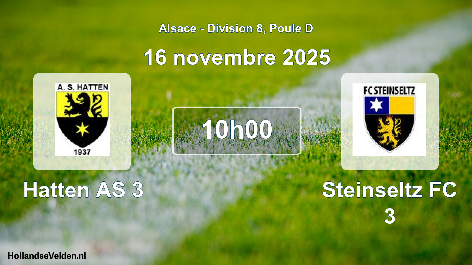 Match programmé: Hatten AS 3 - Steinseltz FC 3 (16 novembre 2025)