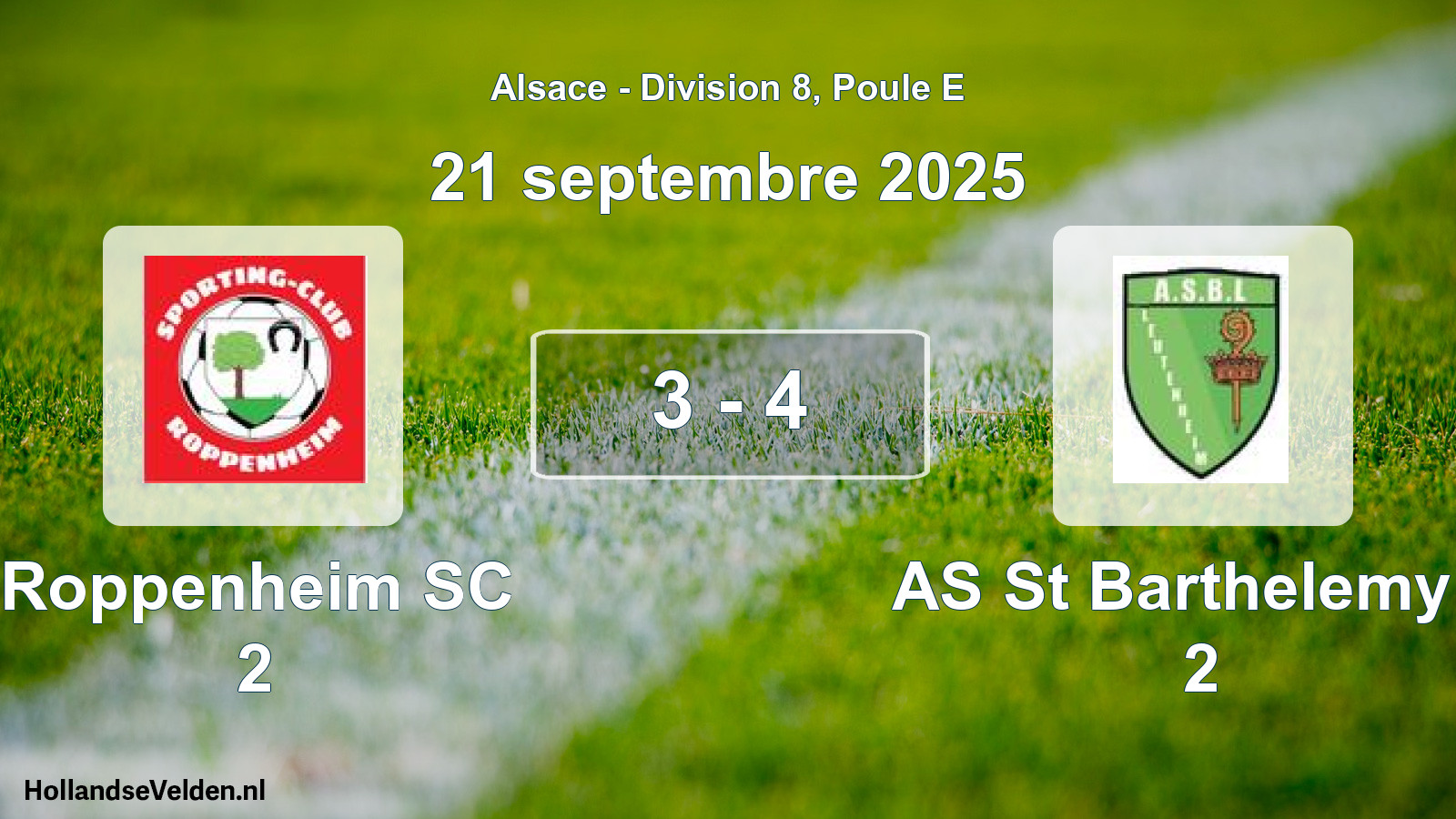 Gespeelde wedstrijd: Roppenheim SC 2 - AS St Barthelemy L 2 3 - 4 (21 september 2025)