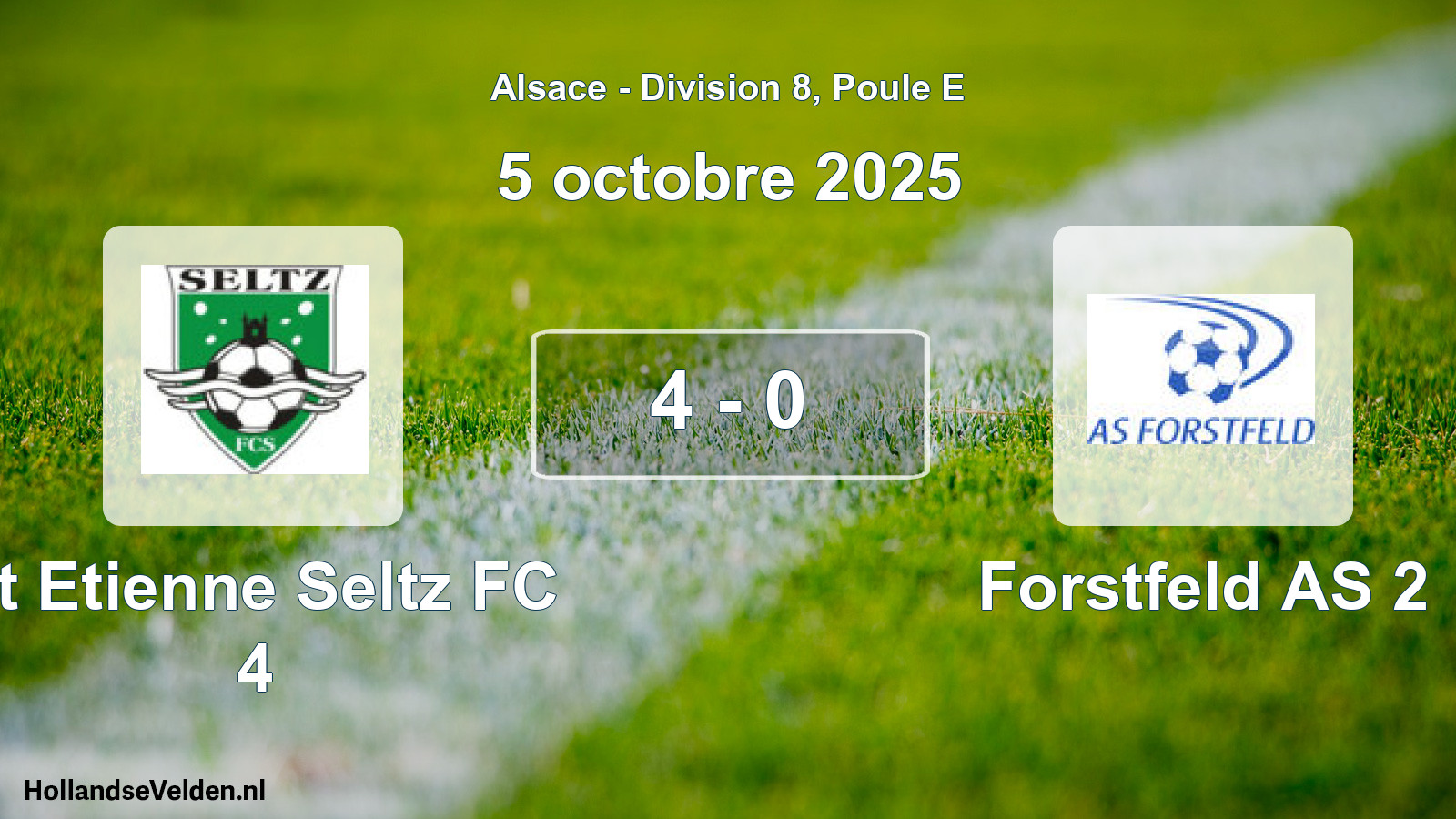 Match joué: St Etienne Seltz FC 4 - Forstfeld AS 2 4 - 0 (5 octobre 2025)