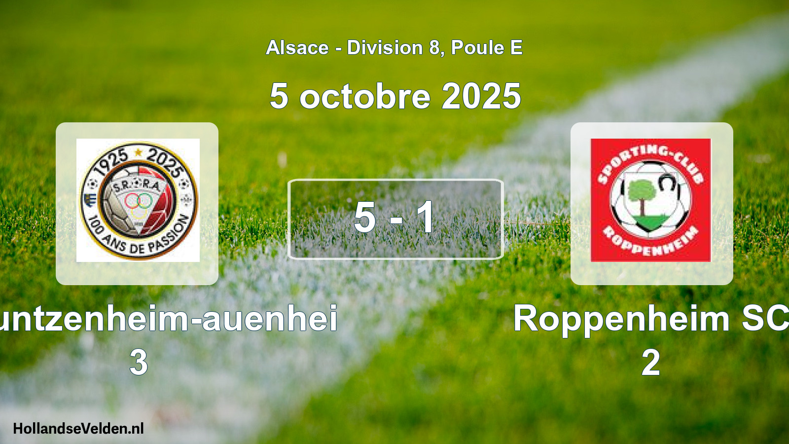 Match joué: Rountzenheim-auenhei 3 - Roppenheim SC 2 5 - 1 (5 octobre 2025)