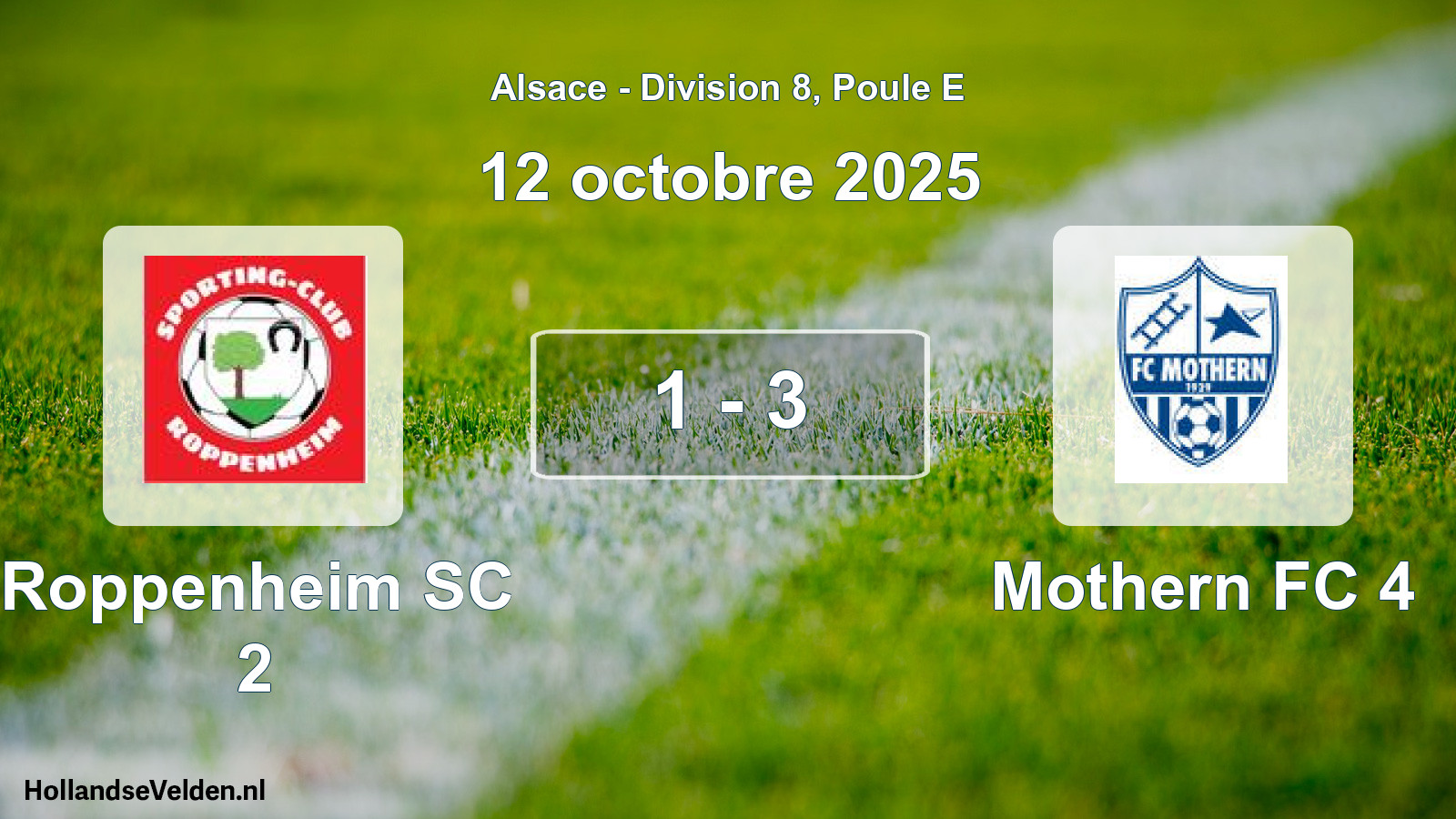 Total number of matches played: Roppenheim SC 2 - Mothern FC 4 1 - 3 (12 October 2025)