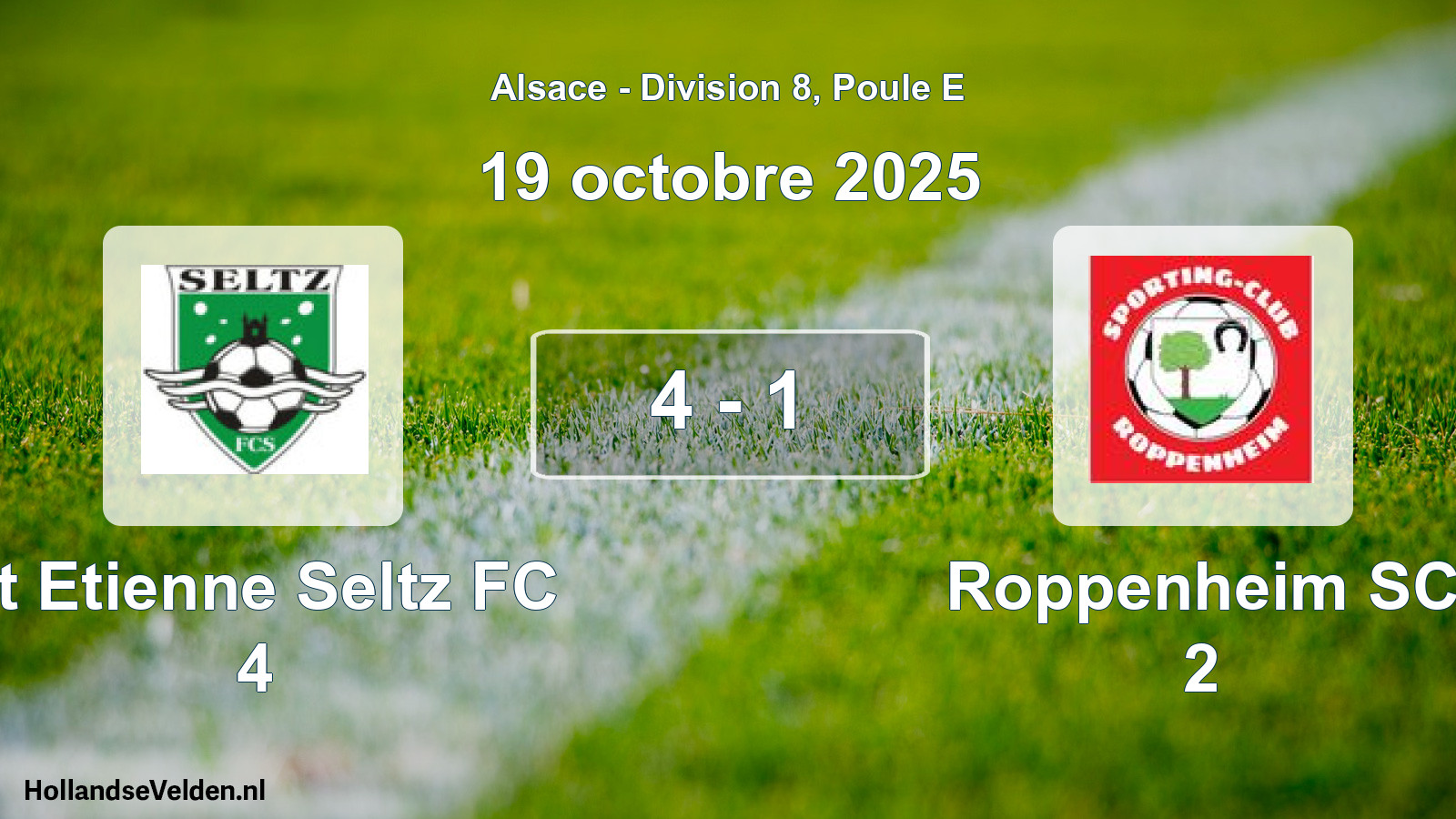 Match joué: St Etienne Seltz FC 4 - Roppenheim SC 2 4 - 1 (19 octobre 2025)
