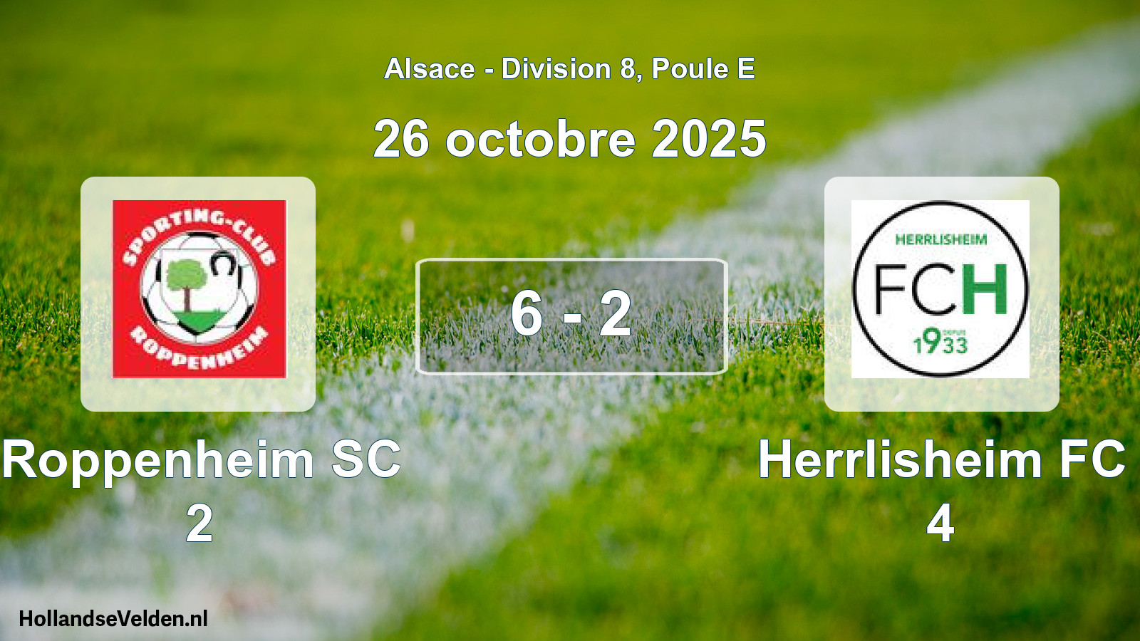Match joué: Roppenheim SC 2 - Herrlisheim FC 4 6 - 2 (26 octobre 2025)