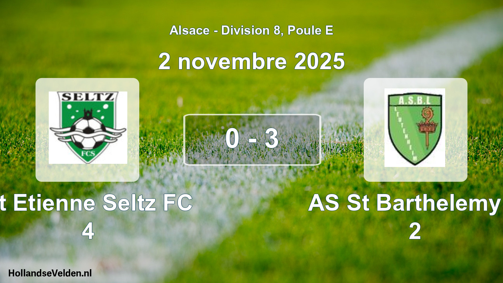 Match joué: St Etienne Seltz FC 4 - AS St Barthelemy L 2 0 - 3 (2 novembre 2025)