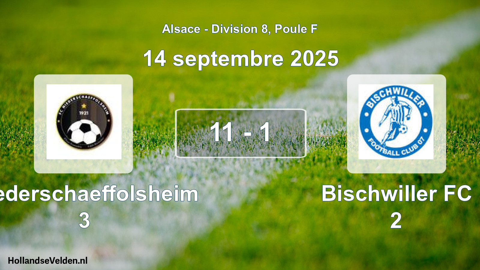 Total number of matches played: Niederschaeffolsheim 3 - Bischwiller FC 2 11 - 1 (14 September 2025)