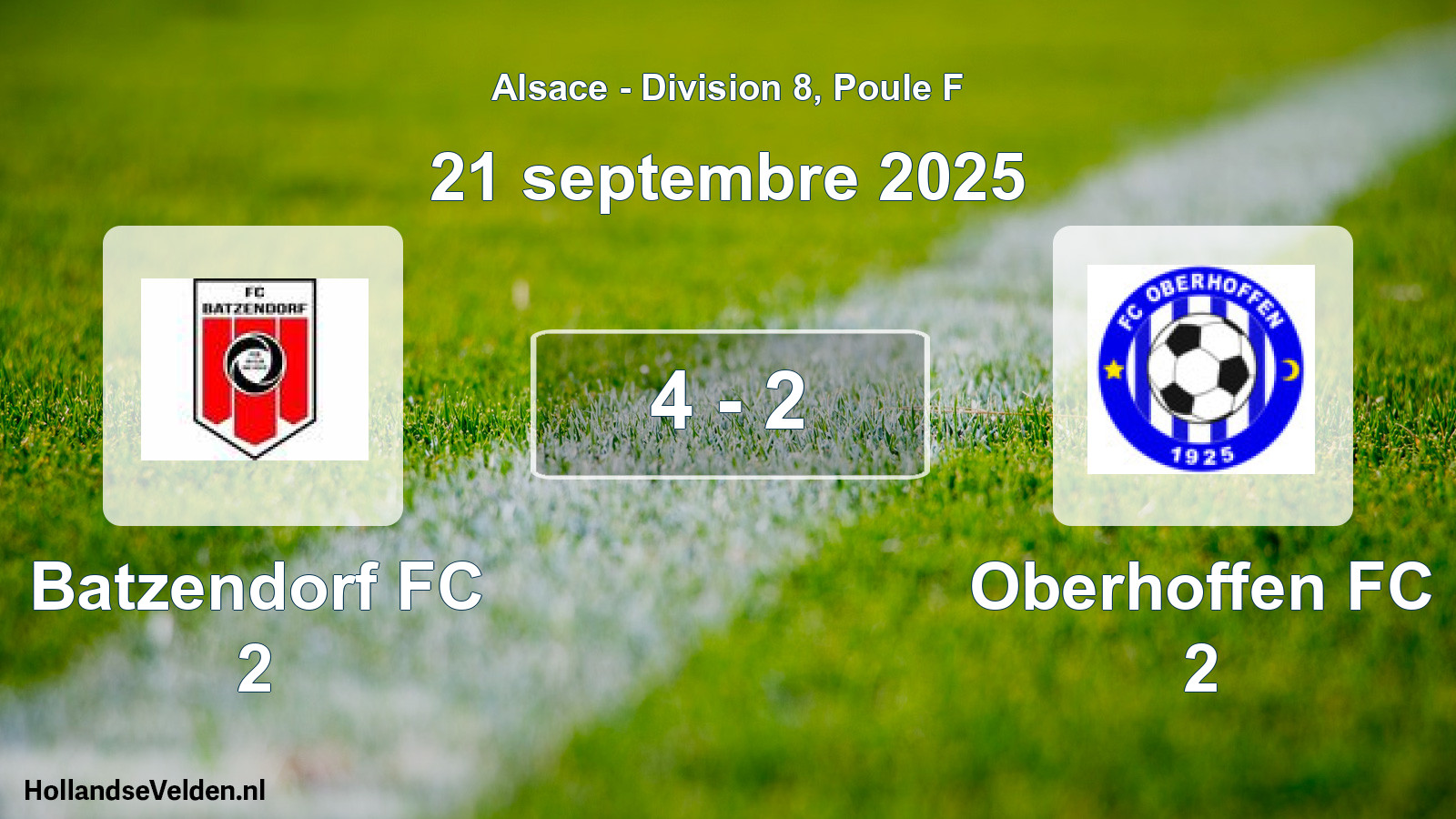 Match joué: Batzendorf FC 2 - Oberhoffen FC 2 4 - 2 (21 septembre 2025)
