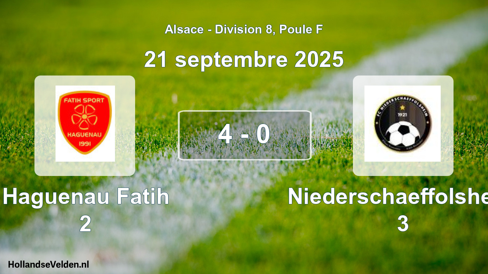 Match joué: Haguenau Fatih 2 - Niederschaeffolsheim 3 4 - 0 (21 septembre 2025)