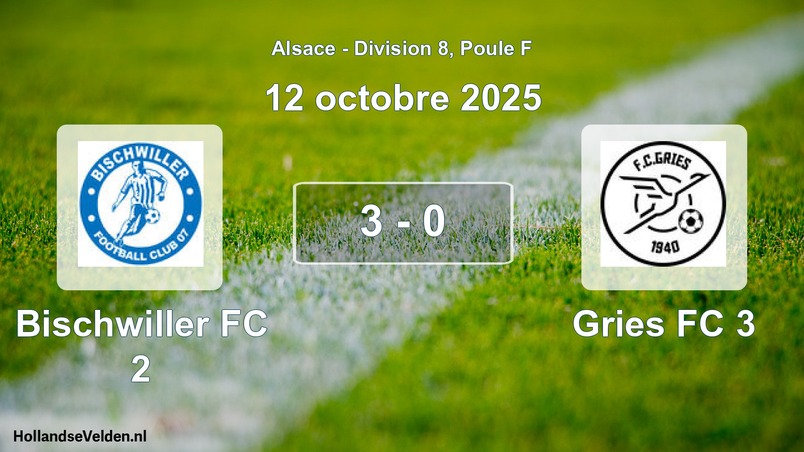 Gespeelde wedstrijd: Bischwiller FC 2 - Gries FC 3 3 - 0 (12 oktober 2025)