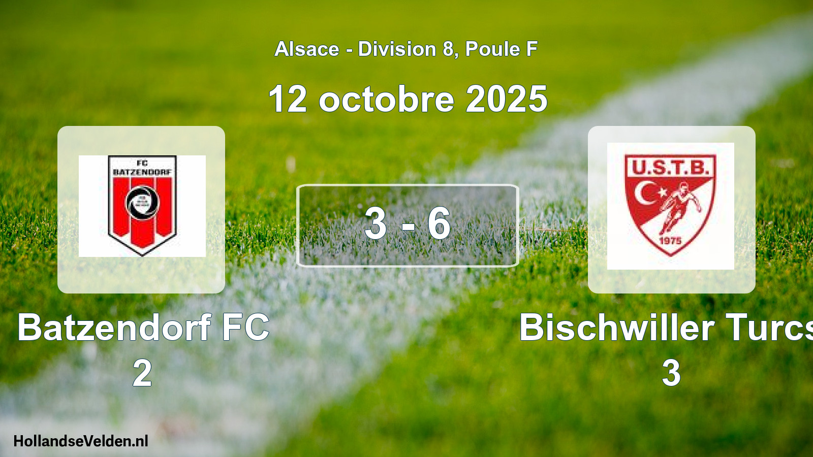 Match joué: Batzendorf FC 2 - Bischwiller Turcs 3 3 - 6 (12 octobre 2025)