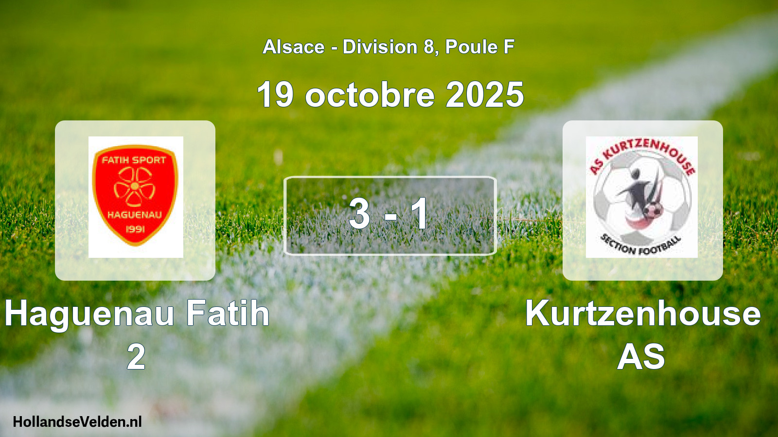 Match joué: Haguenau Fatih 2 - Kurtzenhouse AS 3 - 1 (19 octobre 2025)