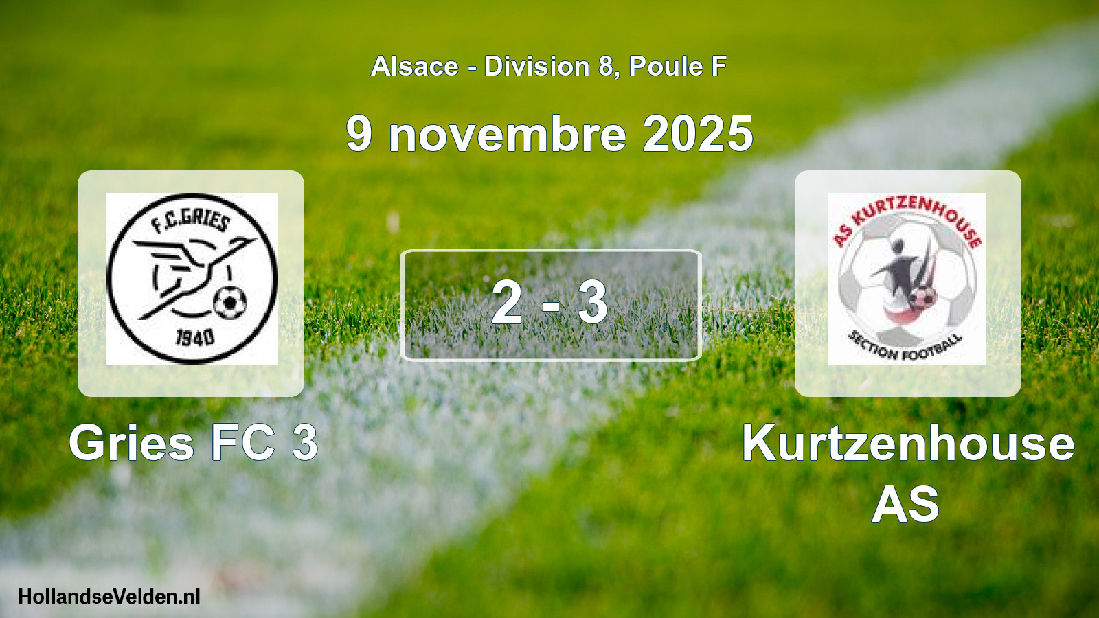 Match joué: Gries FC 3 - Kurtzenhouse AS 2 - 3 (9 novembre 2025)