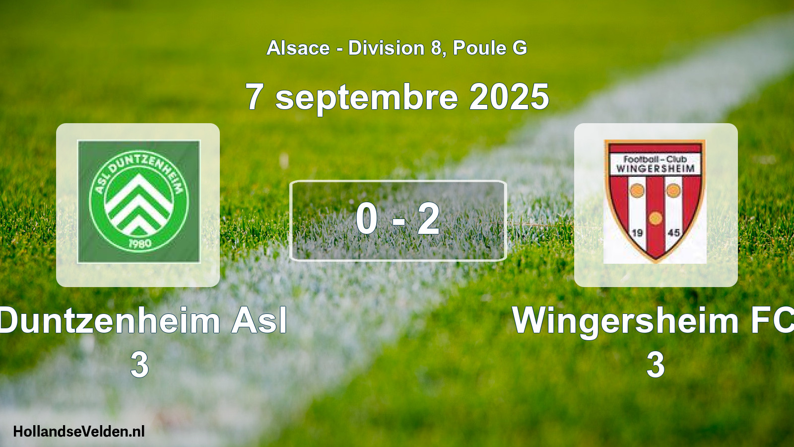 Match joué: Duntzenheim Asl 3 - Wingersheim FC 3 0 - 2 (7 septembre 2025)