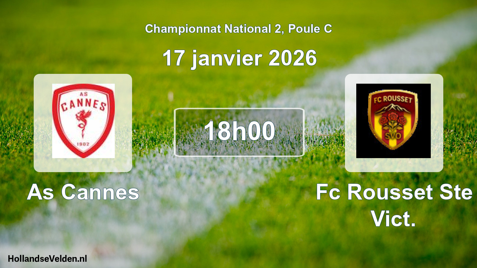 Geplande wedstrijd: As Cannes - Fc Rousset Ste Vict. (17 janvier 2026)