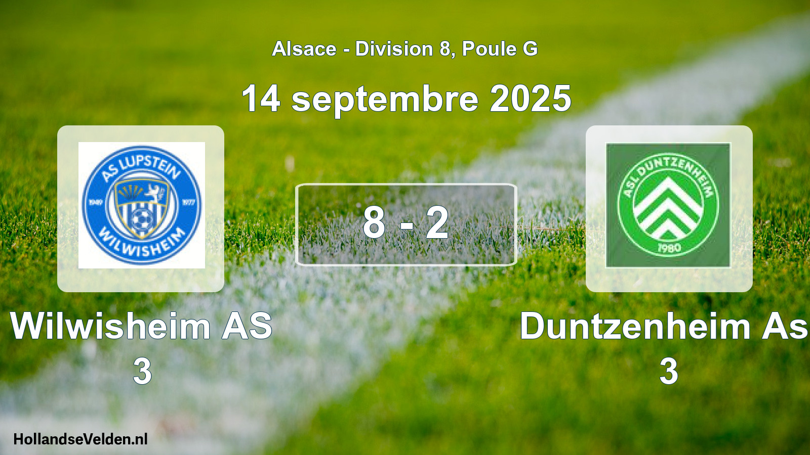 Total number of matches played: Wilwisheim AS 3 - Duntzenheim Asl 3 8 - 2 (14 September 2025)