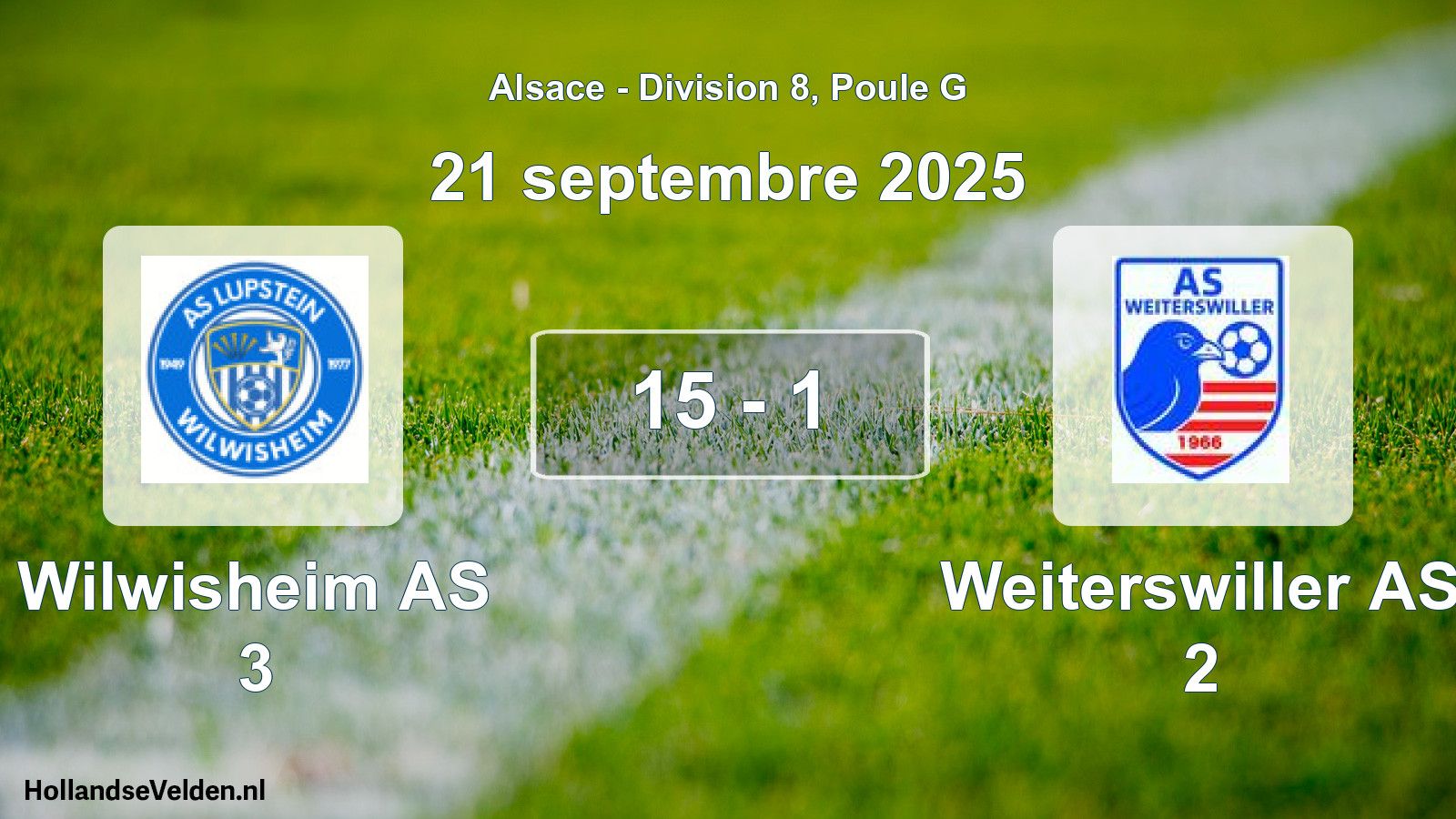 Match joué: Wilwisheim AS 3 - Weiterswiller AS 2 15 - 1 (21 septembre 2025)