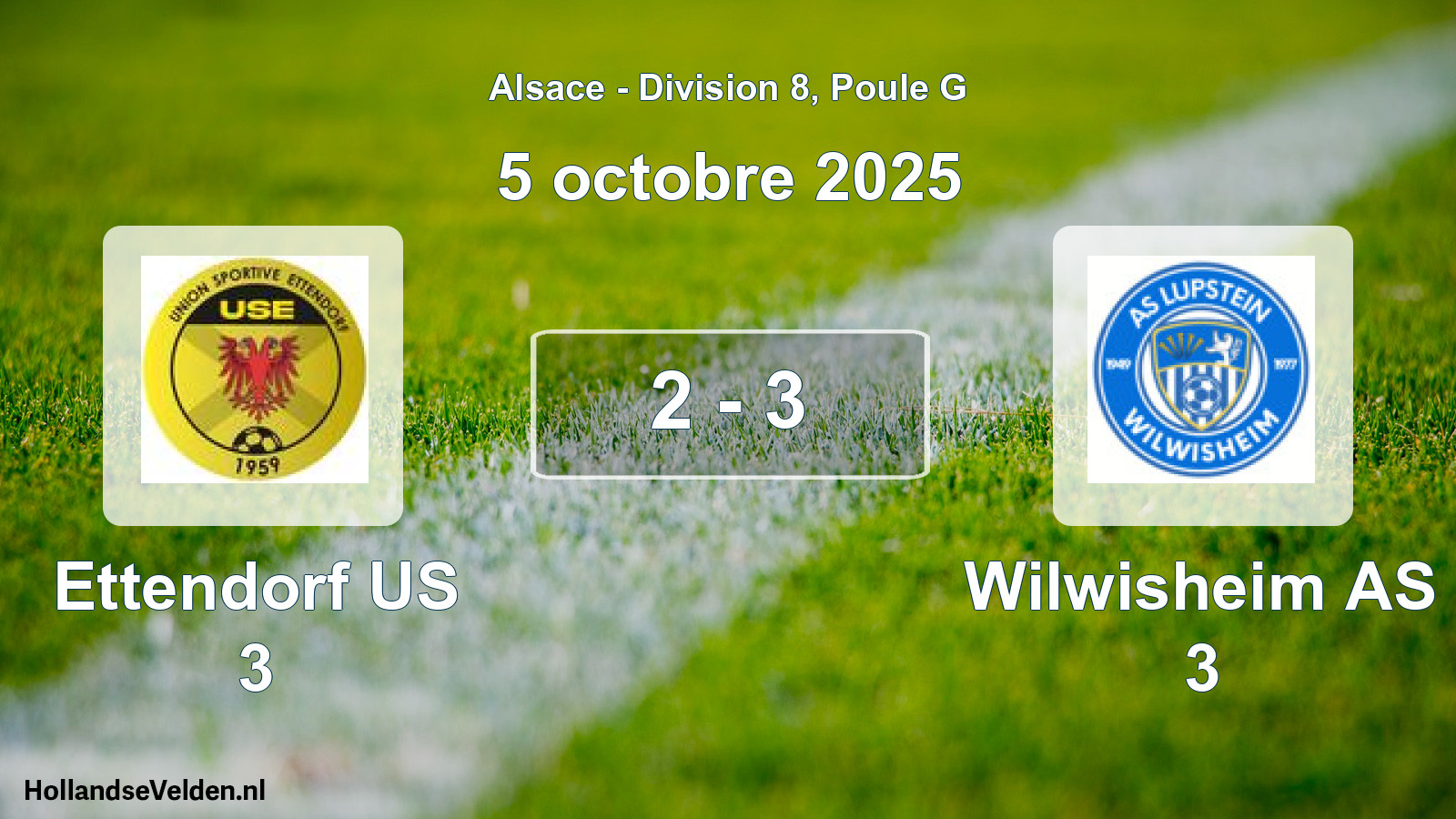 Match joué: Ettendorf US 3 - Wilwisheim AS 3 2 - 3 (5 octobre 2025)