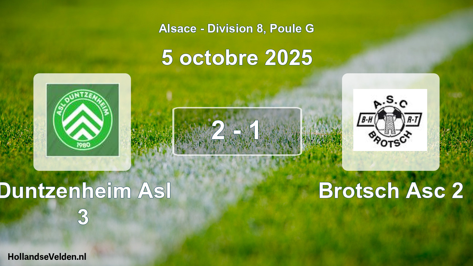 Total number of matches played: Duntzenheim Asl 3 - Brotsch Asc 2 2 - 1 (5 October 2025)
