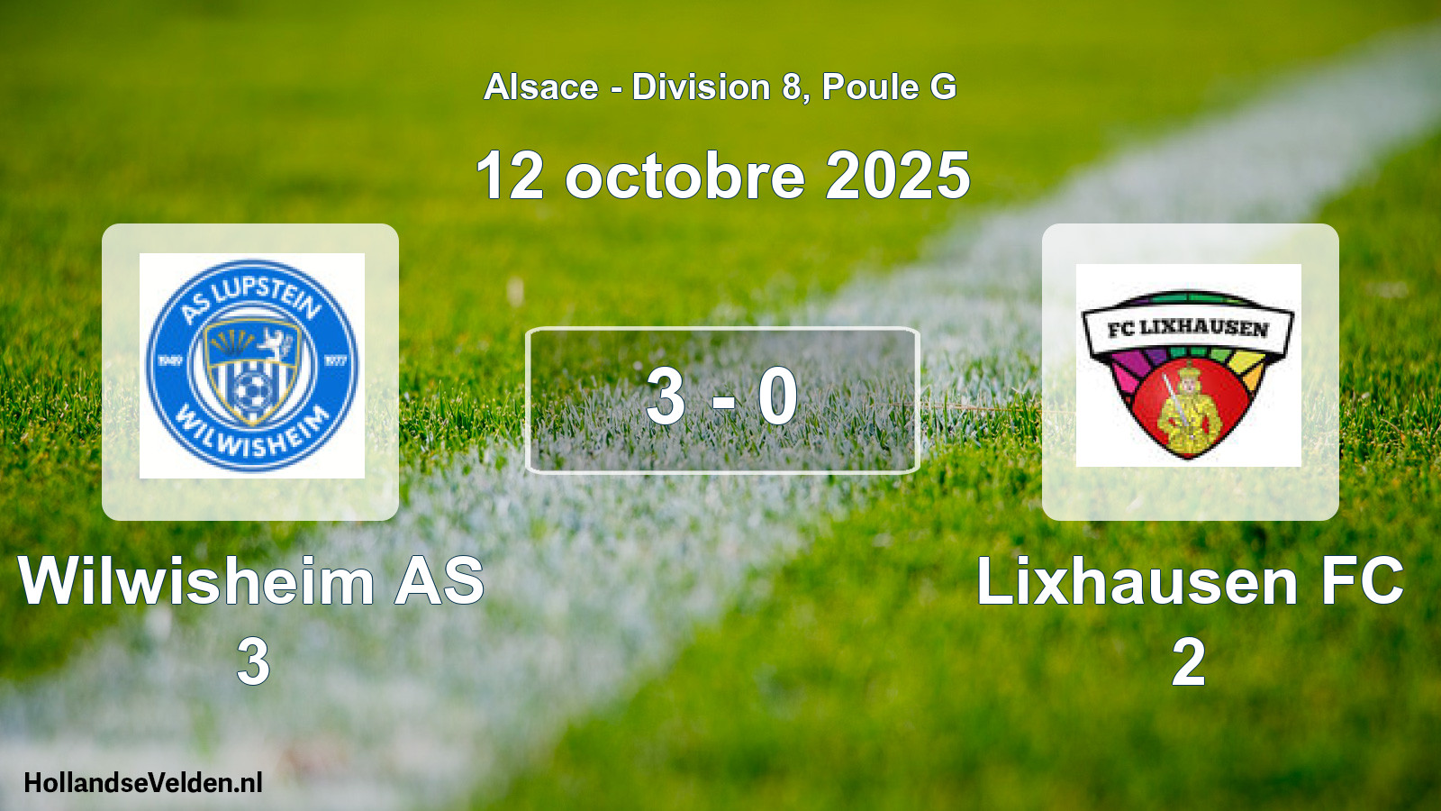 Total number of matches played: Wilwisheim AS 3 - Lixhausen FC 2 3 - 0 (12 October 2025)