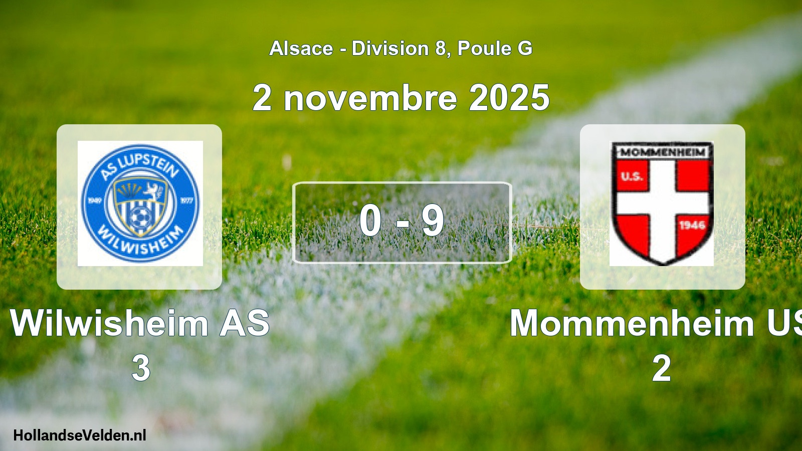 Match joué: Wilwisheim AS 3 - Mommenheim US 2 0 - 9 (2 novembre 2025)