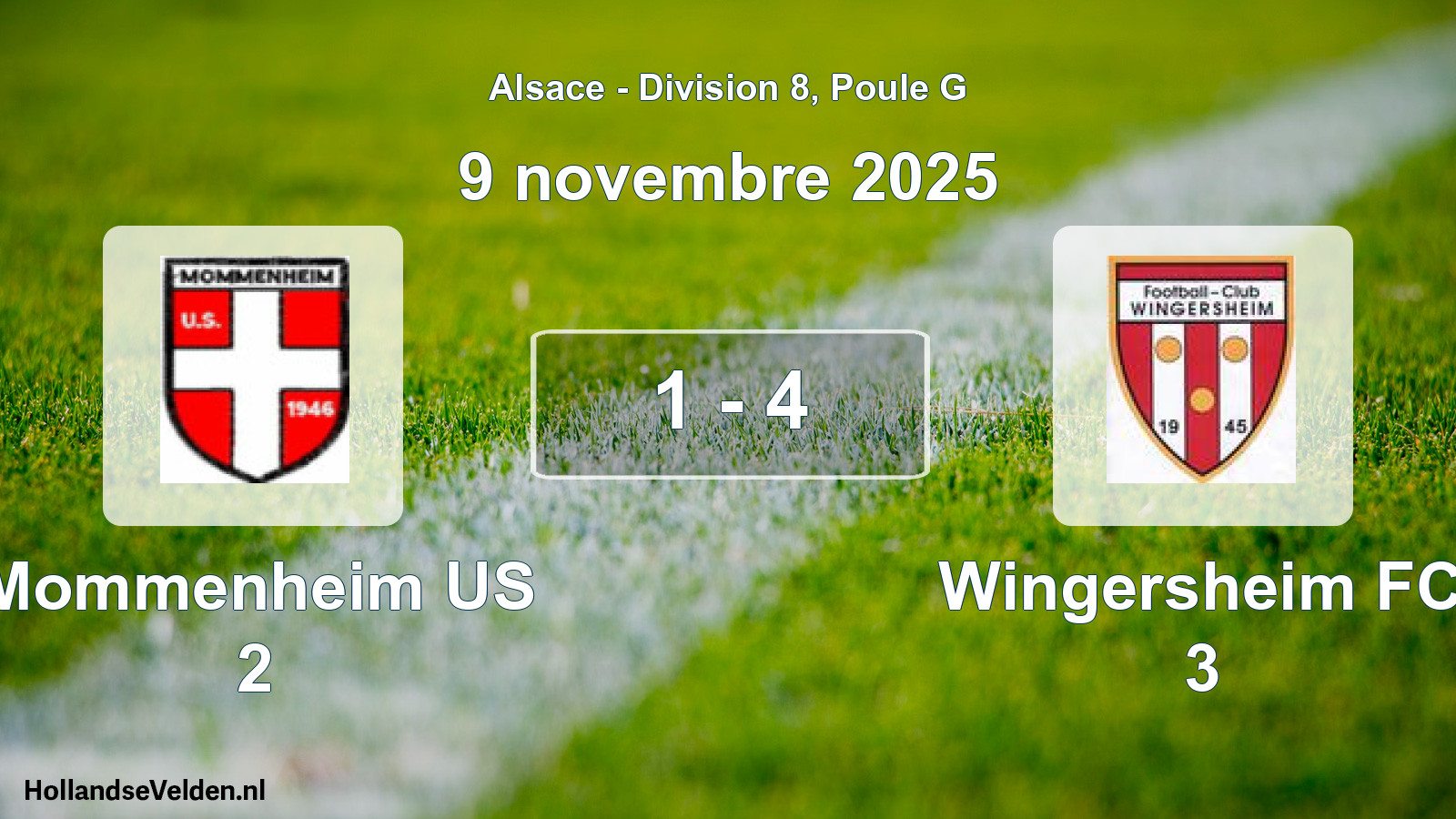 Match joué: Mommenheim US 2 - Wingersheim FC 3 1 - 4 (9 novembre 2025)