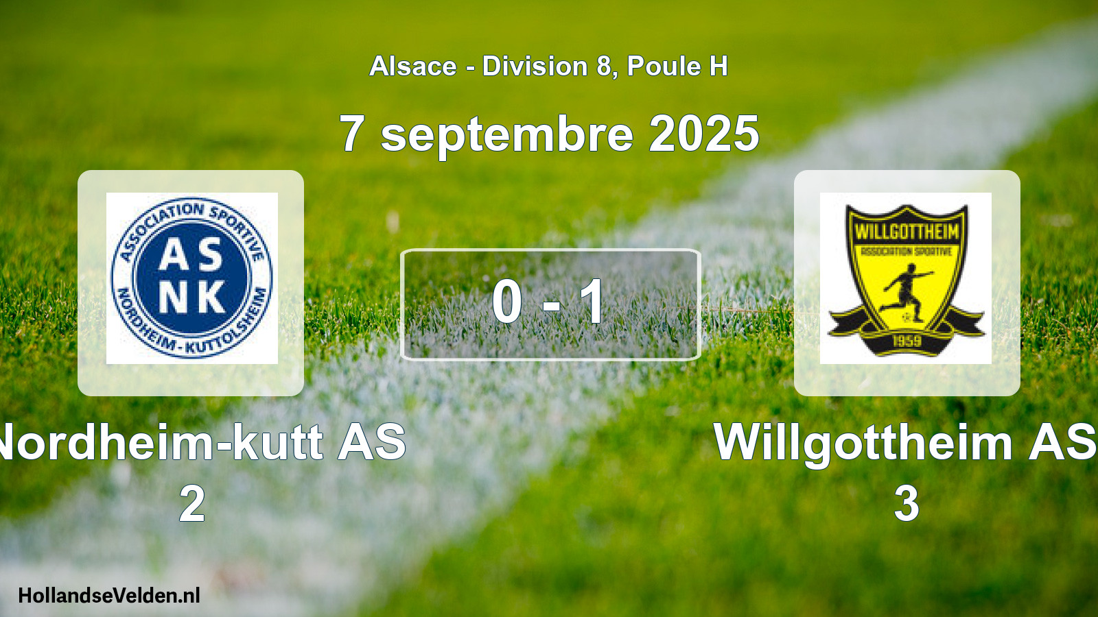 Match joué: Nordheim-kutt AS 2 - Willgottheim AS 3 0 - 1 (7 septembre 2025)