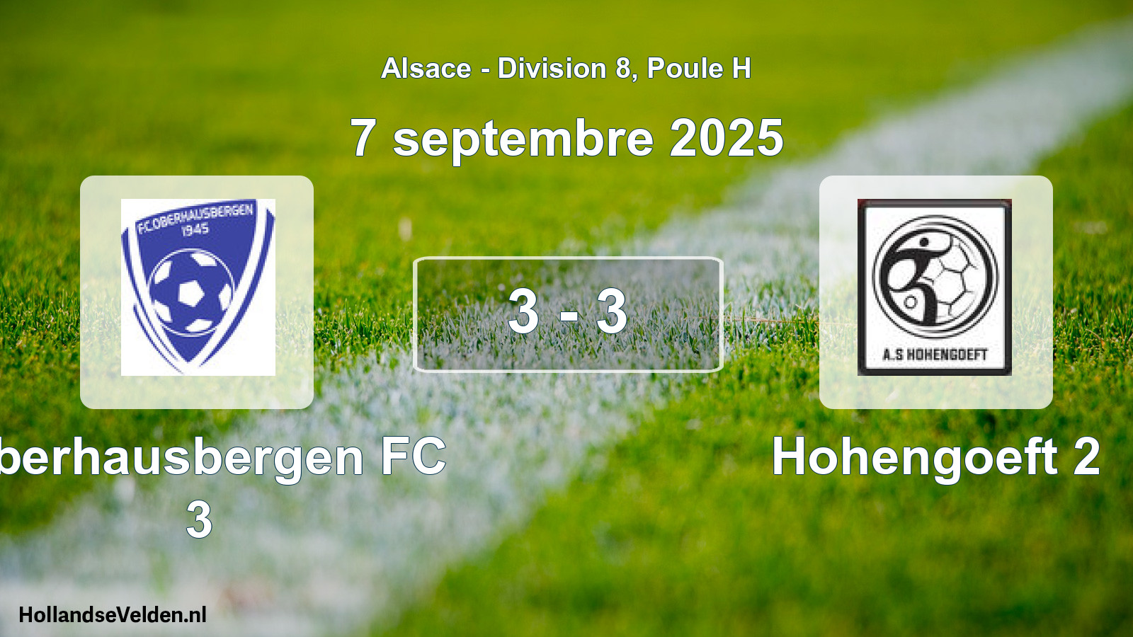 Match joué: Oberhausbergen FC 3 - Hohengoeft 2 3 - 3 (7 septembre 2025)