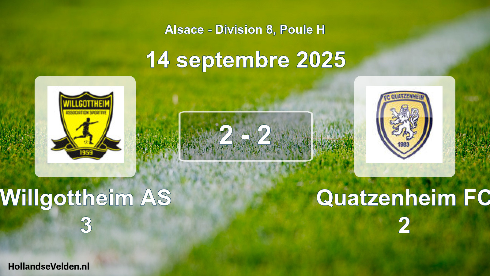 Gespeelde wedstrijd: Willgottheim AS 3 - Quatzenheim FC 2 2 - 2 (14 september 2025)