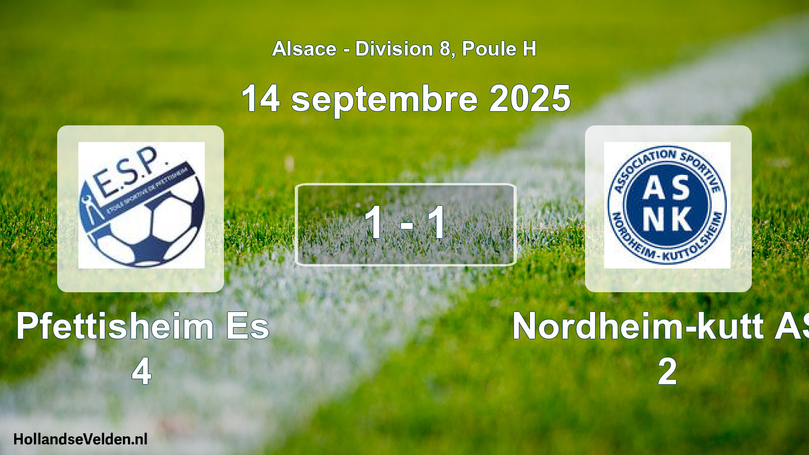 Match joué: Pfettisheim Es 4 - Nordheim-kutt AS 2 1 - 1 (14 septembre 2025)