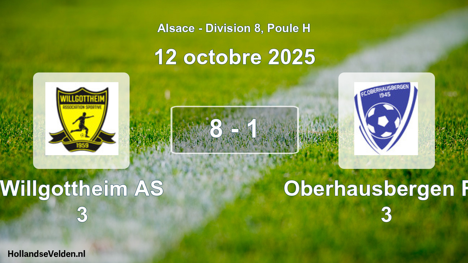 Match joué: Willgottheim AS 3 - Oberhausbergen FC 3 8 - 1 (12 octobre 2025)