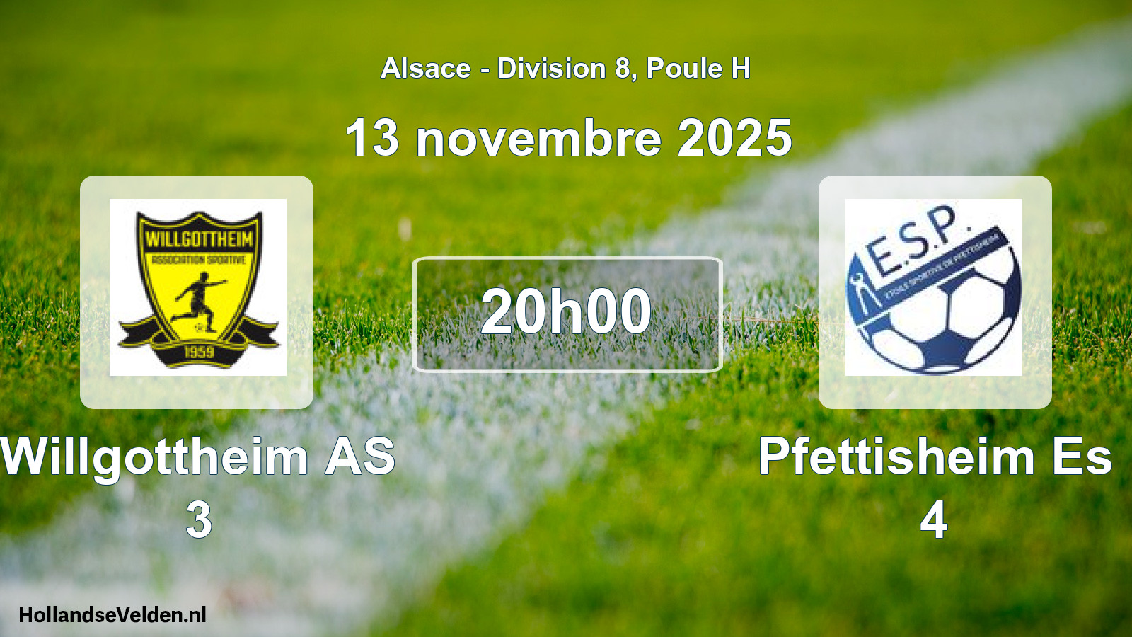 Match programmé: Willgottheim AS 3 - Pfettisheim Es 4 (13 novembre 2025)