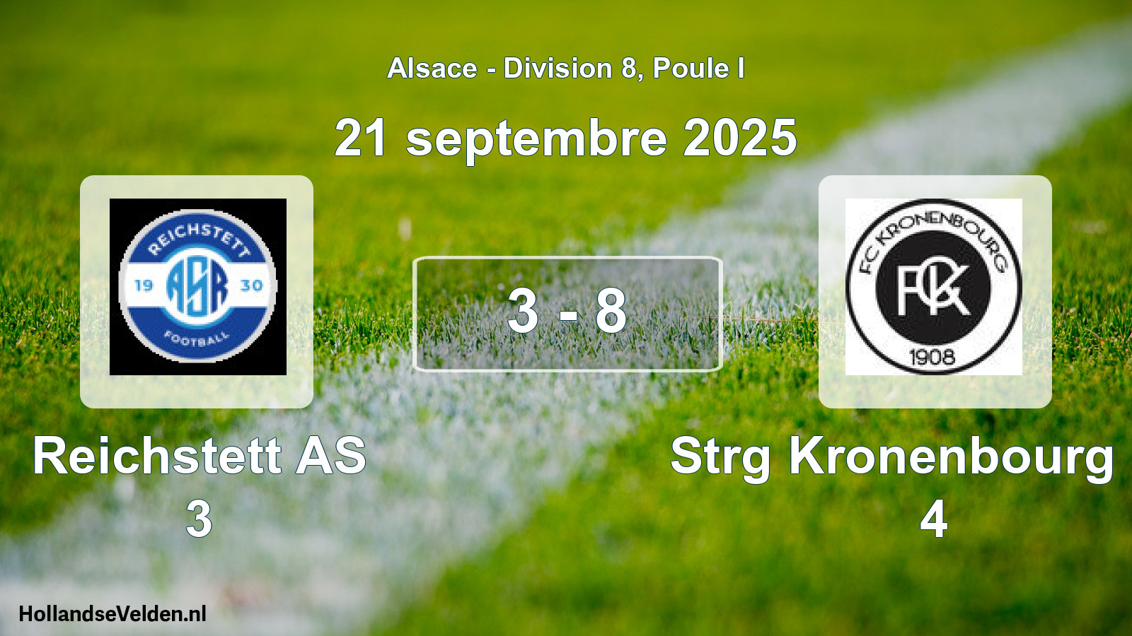 Total number of matches played: Reichstett AS 3 - Strg Kronenbourg FC 4 3 - 8 (21 September 2025)
