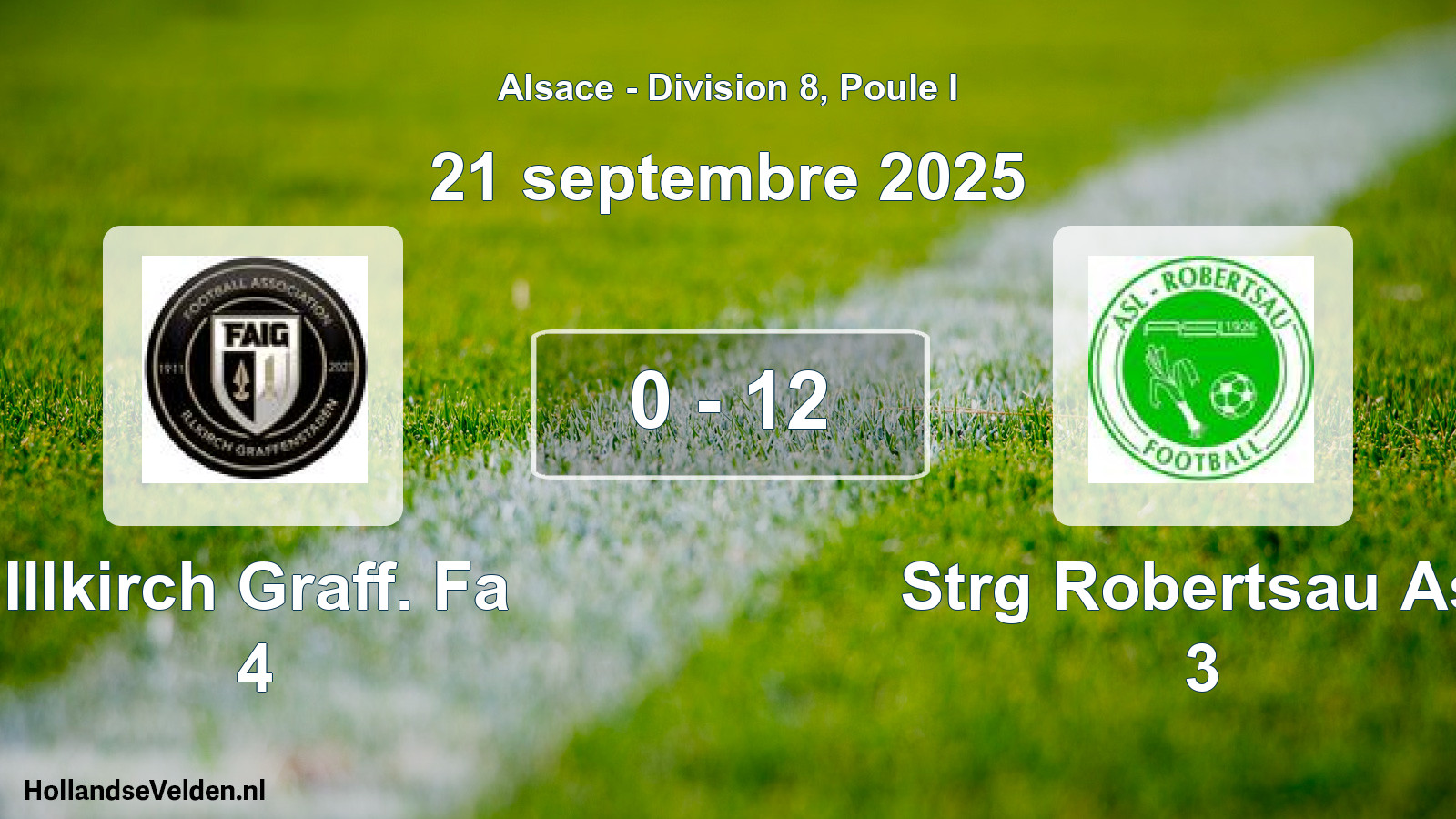 Match joué: Illkirch Graff. Fa 4 - Strg Robertsau Asl 3 0 - 12 (21 septembre 2025)