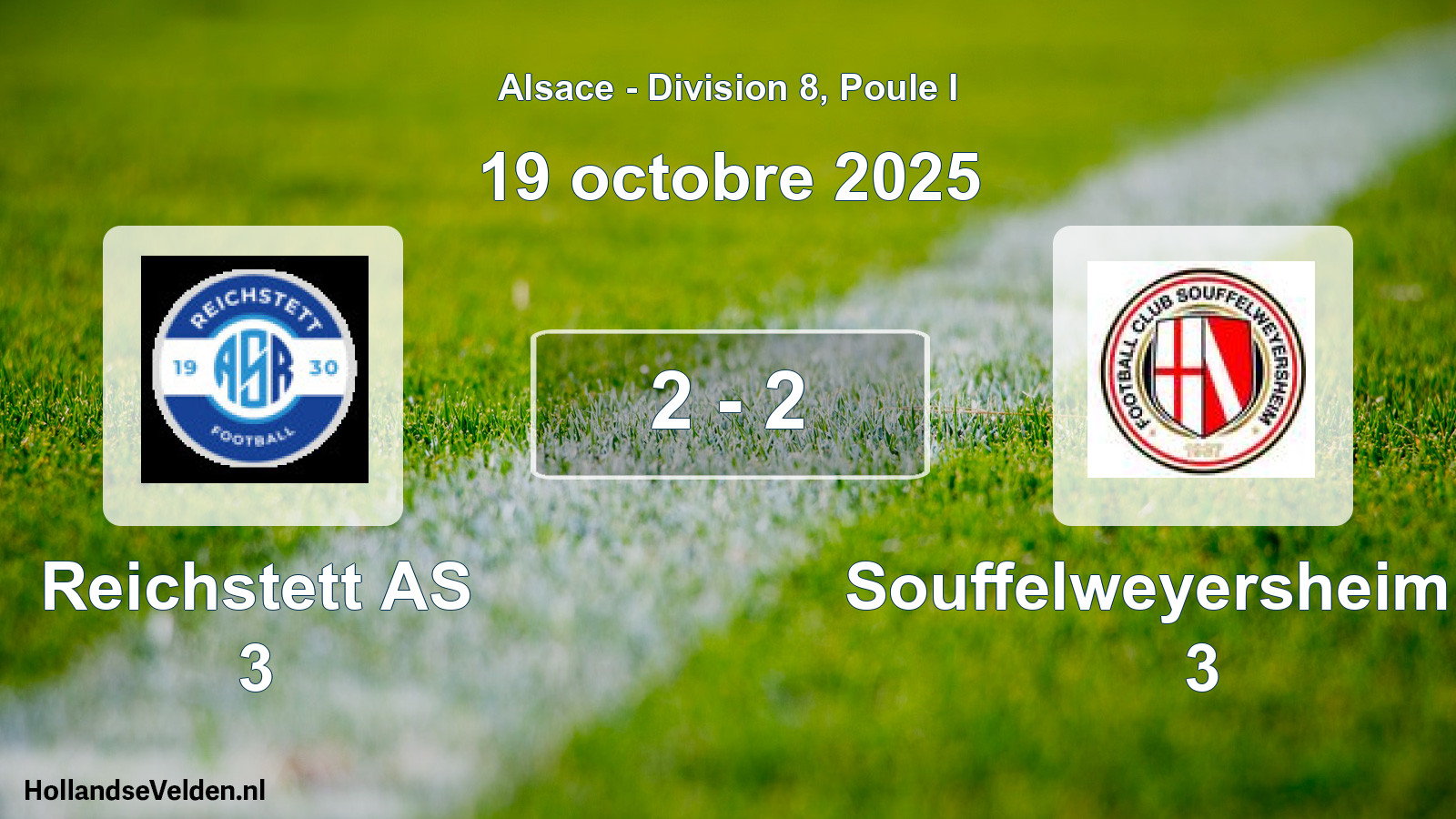 Match joué: Reichstett AS 3 - Souffelweyersheim FC 3 2 - 2 (19 octobre 2025)