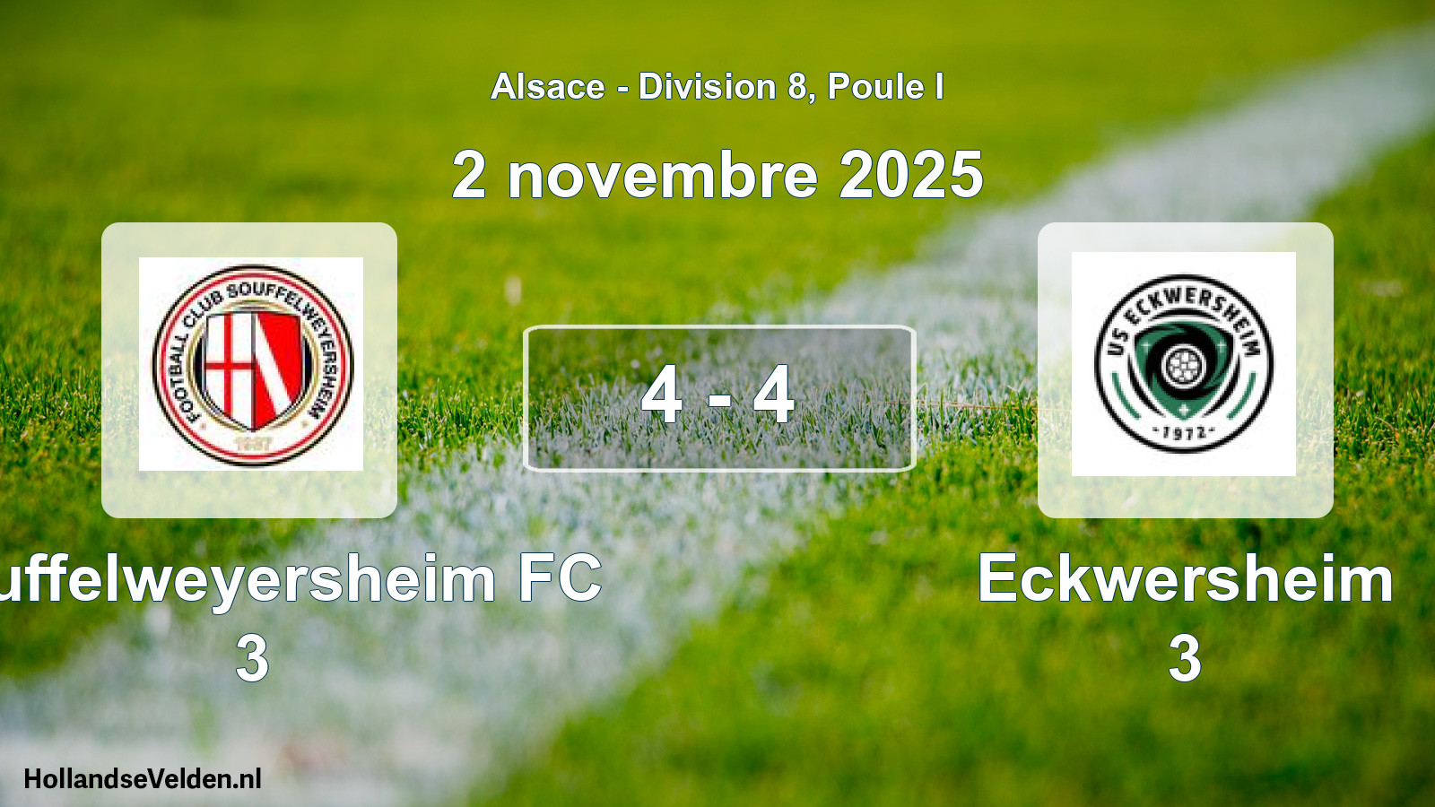 Gespeelde wedstrijd: Souffelweyersheim FC 3 - Eckwersheim 3 4 - 4 (2 november 2025)