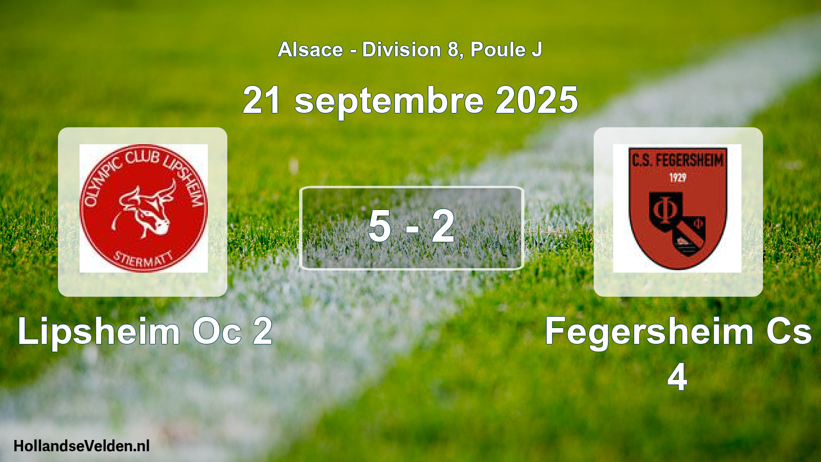 Match joué: Lipsheim Oc 2 - Fegersheim Cs 4 5 - 2 (21 septembre 2025)