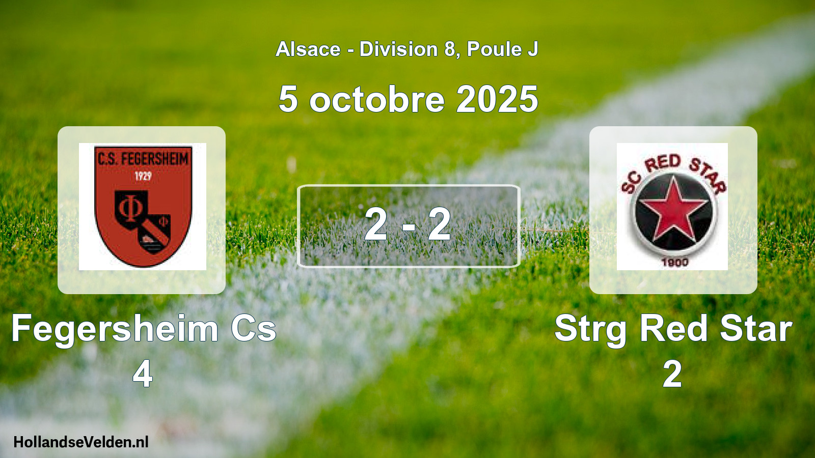 Match joué: Fegersheim Cs 4 - Strg Red Star 2 2 - 2 (5 octobre 2025)