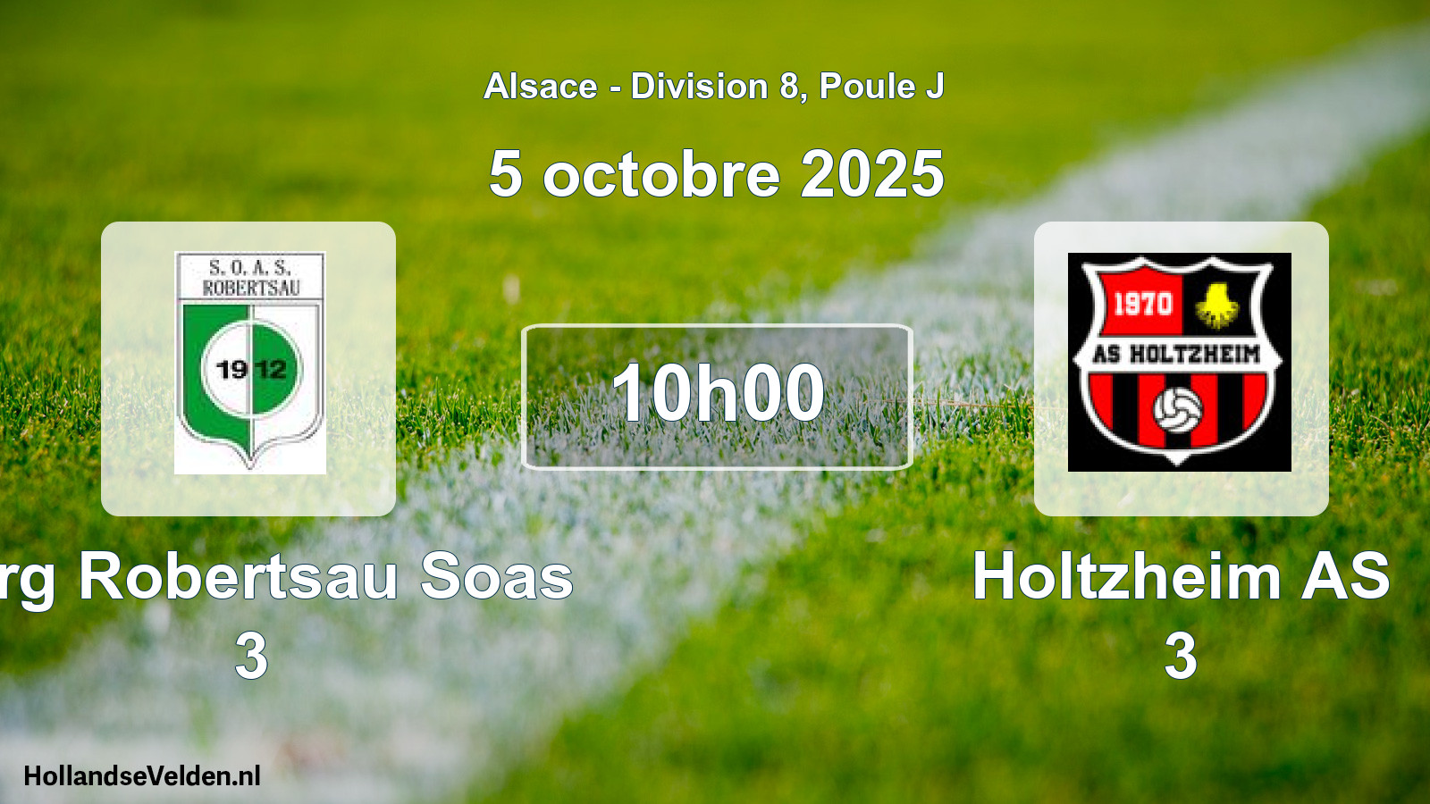 Match programmé: Strg Robertsau Soas 3 - Holtzheim AS 3 (5 octobre 2025)