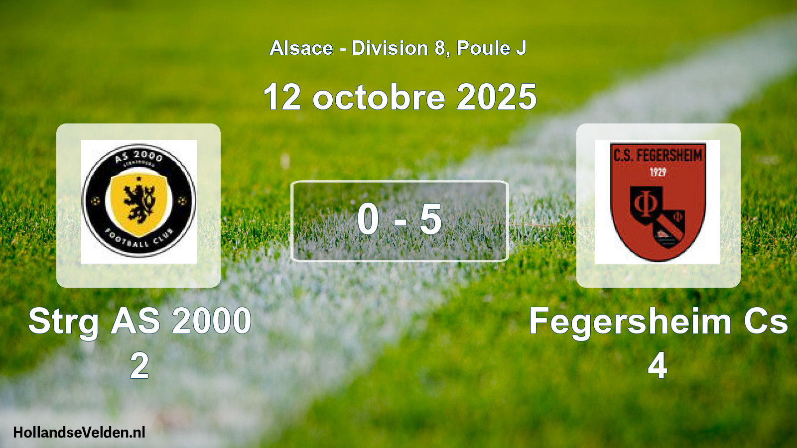 Gespeelde wedstrijd: Strg AS 2000 2 - Fegersheim Cs 4 0 - 5 (12 oktober 2025)
