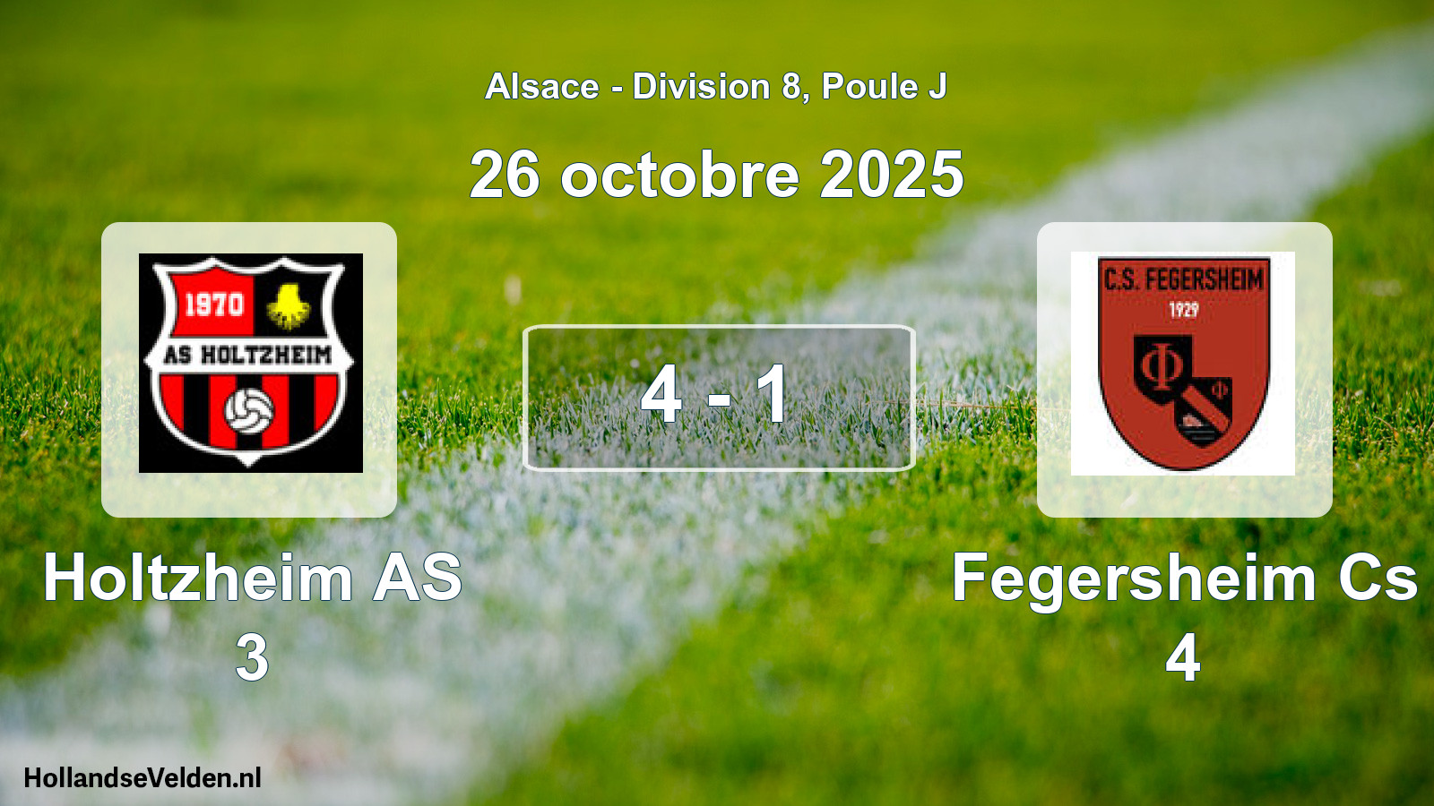 Match joué: Holtzheim AS 3 - Fegersheim Cs 4 4 - 1 (26 octobre 2025)