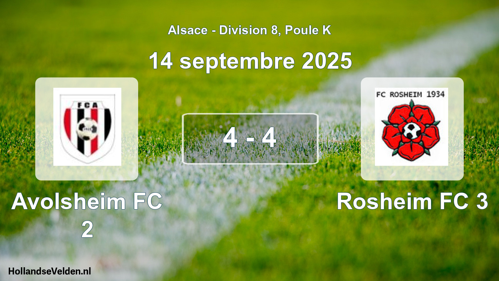 Match joué: Avolsheim FC 2 - Rosheim FC 3 4 - 4 (14 septembre 2025)