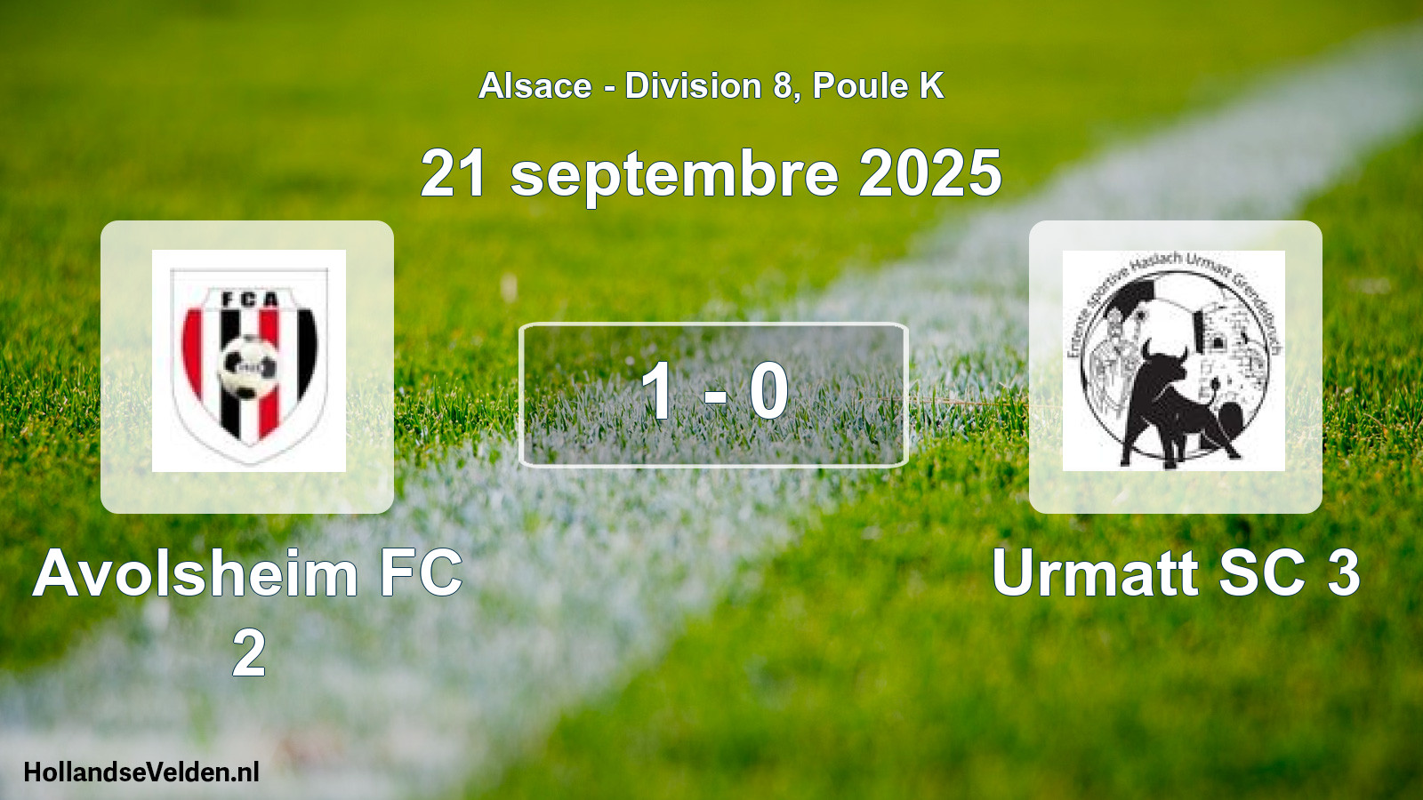 Match joué: Avolsheim FC 2 - Urmatt SC 3 1 - 0 (21 septembre 2025)