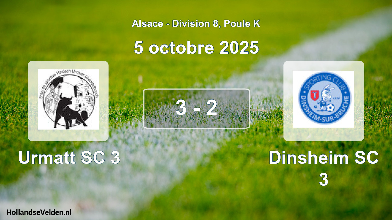Match joué: Urmatt SC 3 - Dinsheim SC 3 3 - 2 (5 octobre 2025)