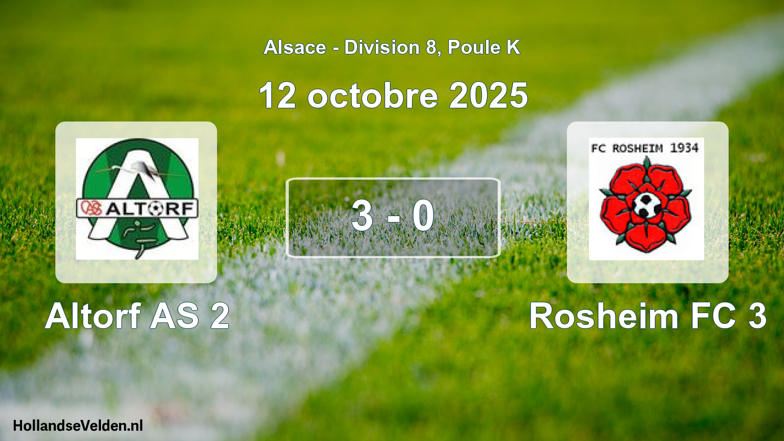 Match joué: Altorf AS 2 - Rosheim FC 3 3 - 0 (12 octobre 2025)