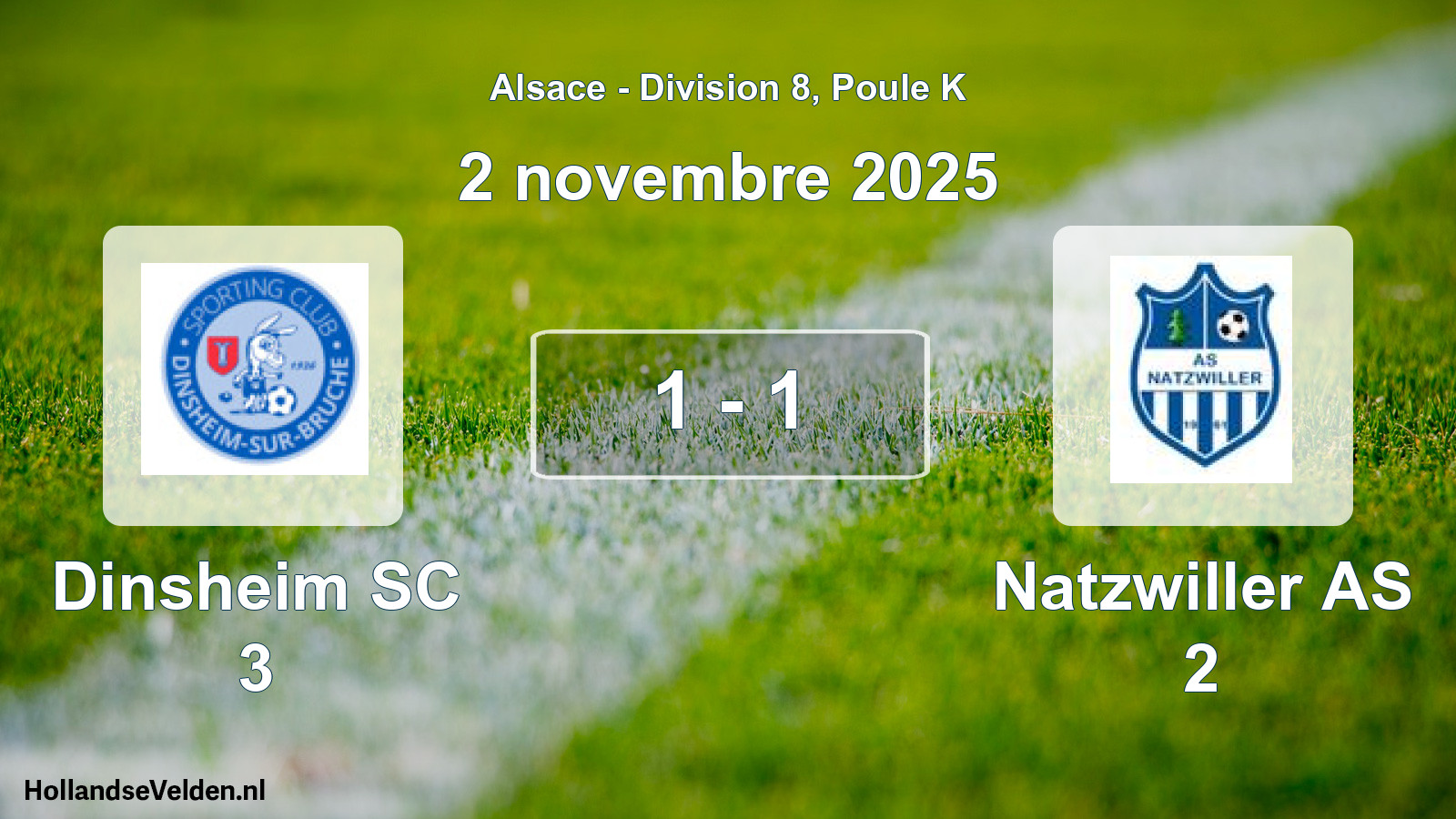 Total number of matches played: Dinsheim SC 3 - Natzwiller AS 2 1 - 1 (2 November 2025)