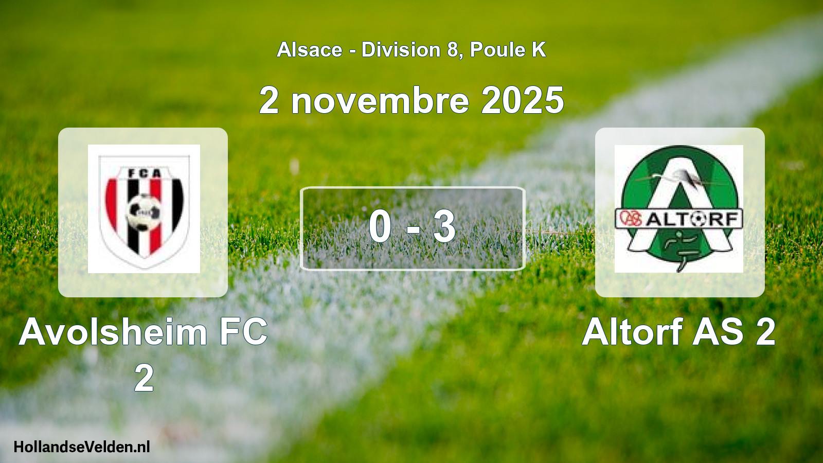 Match joué: Avolsheim FC 2 - Altorf AS 2 0 - 3 (2 novembre 2025)