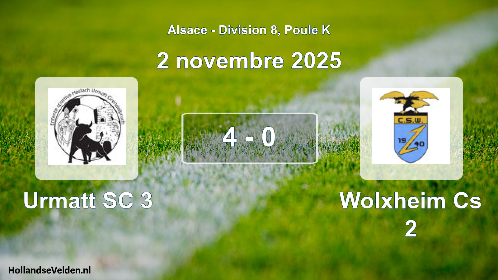 Total number of matches played: Urmatt SC 3 - Wolxheim Cs 2 4 - 0 (2 November 2025)