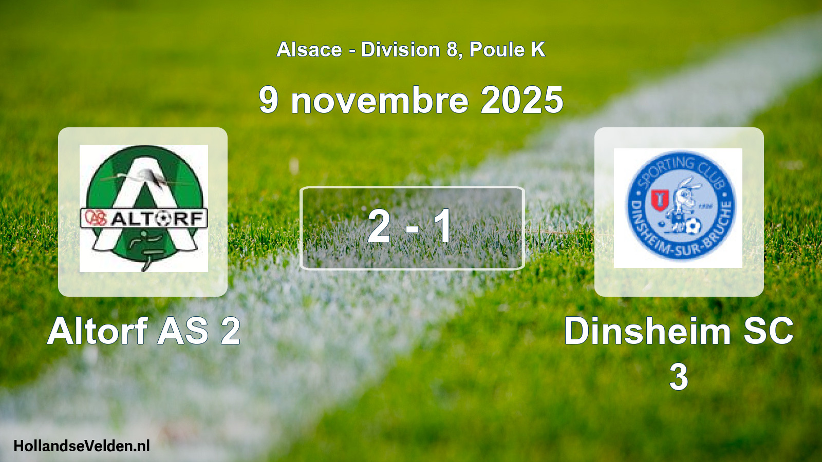 Total number of matches played: Altorf AS 2 - Dinsheim SC 3 2 - 1 (9 November 2025)