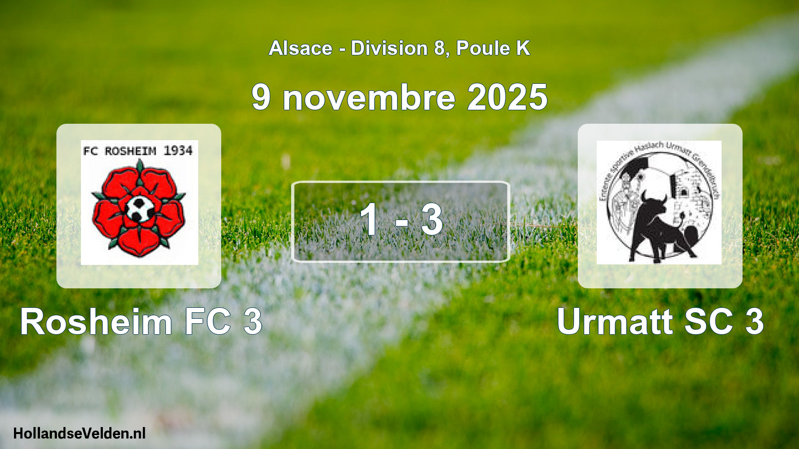 Gespeelde wedstrijd: Rosheim FC 3 - Urmatt SC 3 1 - 3 (9 november 2025)