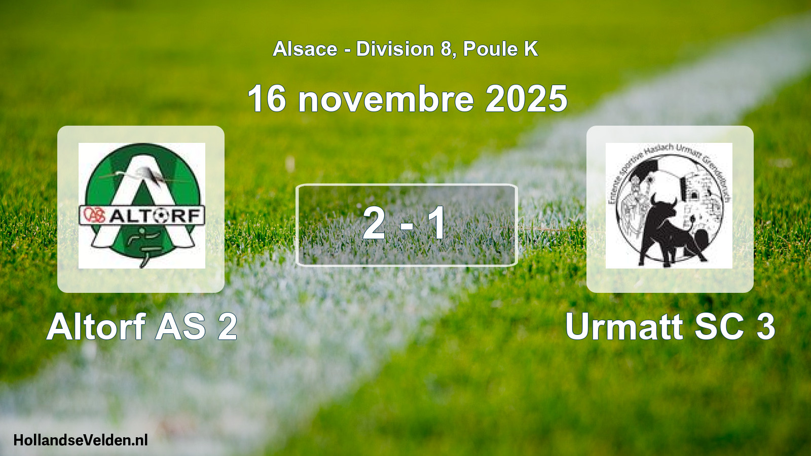 Match joué: Altorf AS 2 - Urmatt SC 3 2 - 1 (16 novembre 2025)